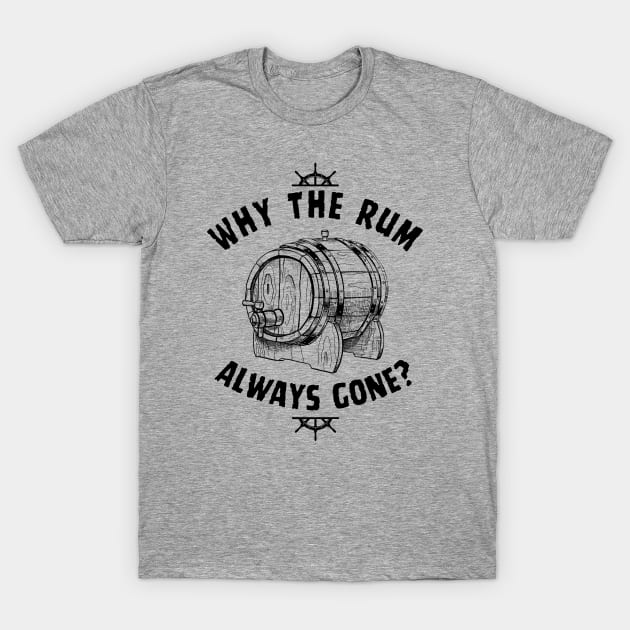 Rum Always Gone! Funny Jack Sparrow Sayings T-Shirt by Andrew Collins